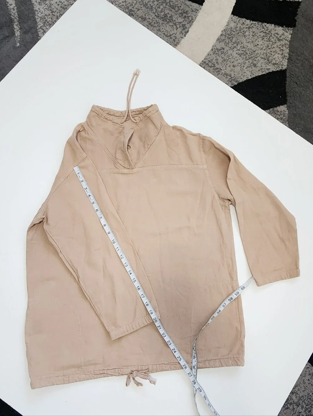 Soft Surroundings Beige Linen Blend Drawstring Pullover Top Size L